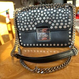 Michael Kors Jenkins Studded Black Leather Bag